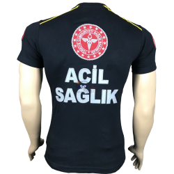 Acil Sağlık Lacivert Penye Koton V Yaka T-Shirt